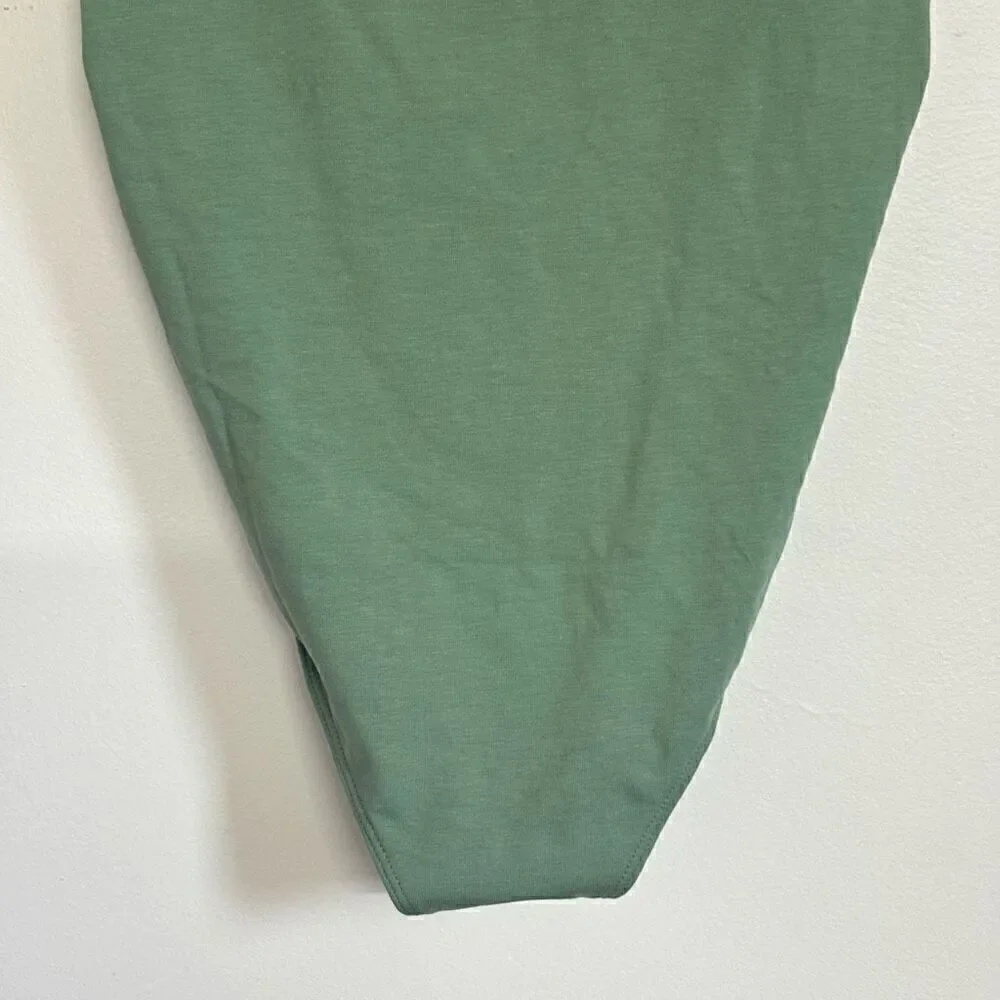 Free people bodysuit square neck green medium new